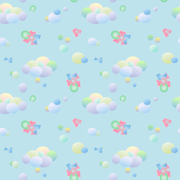 istock children's seamless pattern in pastel colors with gradient clouds and the inscription 