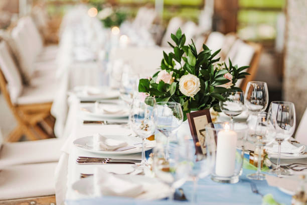 istock Fresh flowers wedding decoration. Table set up. 1422713207