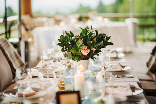 istock Fresh flowers wedding decoration. Table set up. 1422713221