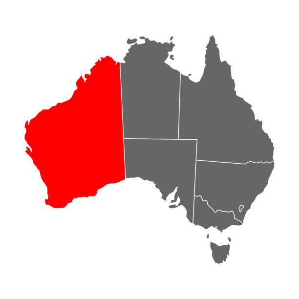 Australian States Australia Map Of Western Australia Icon Geography Blank Concept Isolated Graphic Background 