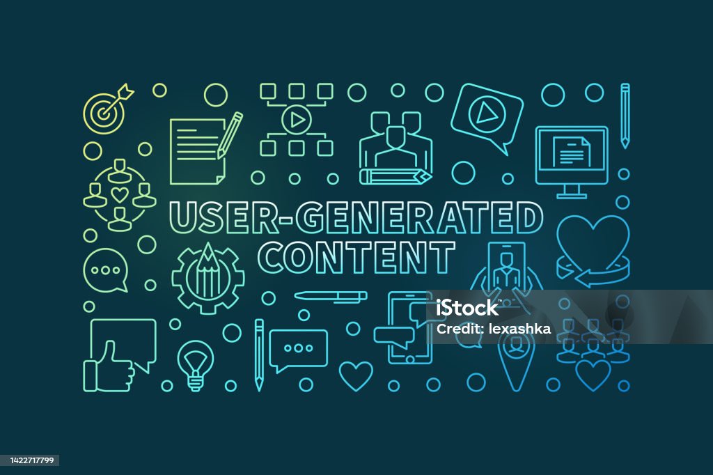 Usergenerated Content Outline Colorful Vector Horizontal Banner Stock ...