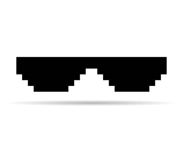 istock Fun retro pixel sun glass icon shadow, life style meme sunglasses thug, vector illustration 1422717943