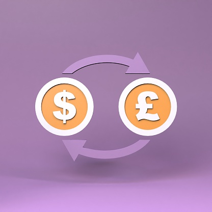 Dollar and pound conversion. 3d rendering illustration.