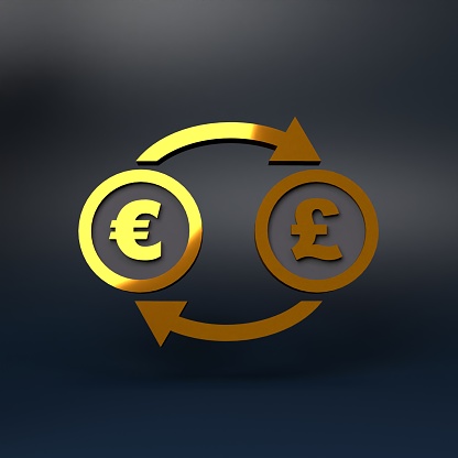 Euro and pound conversion. 3d rendering illustration.