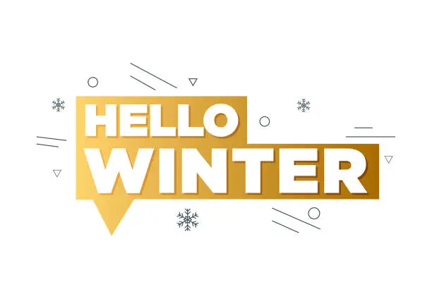 Vector illustration of Lettering composition of Hello Winter Vacation stock illustration. Banner template vector illustration