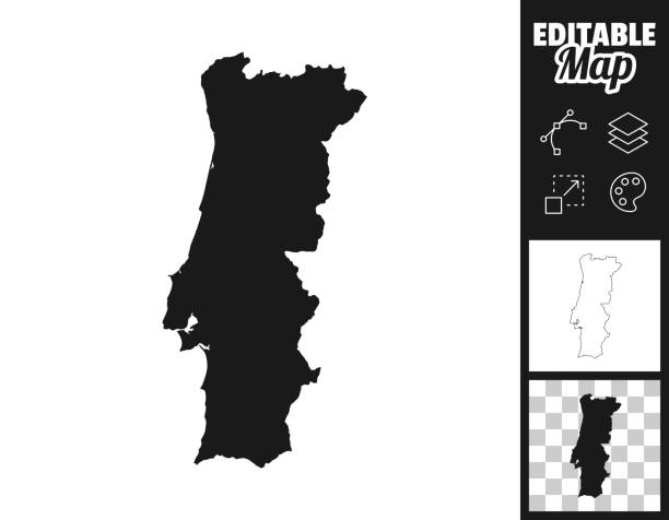 карты португалии для дизайна. легко редактируется - portugal stock illustrations