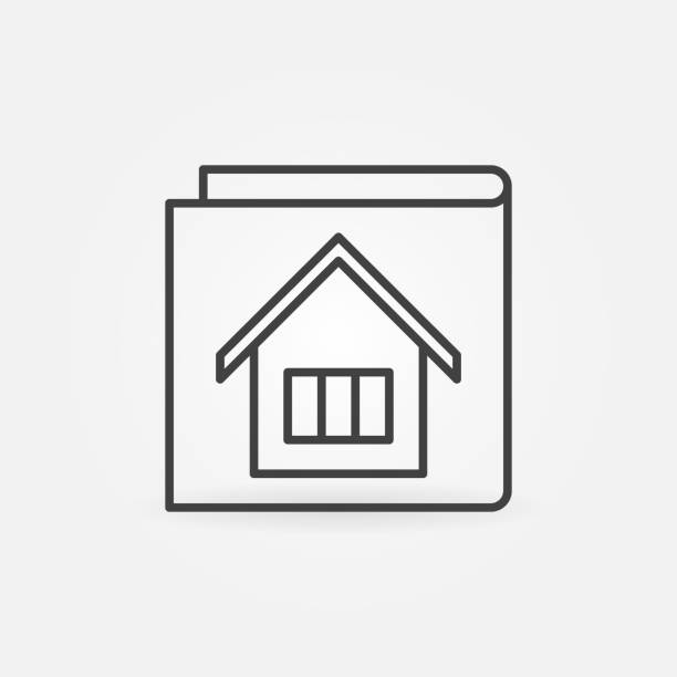 ilustraciones, imágenes clip art, dibujos animados e iconos de stock de icono o símbolo de contorno de concepto vectorial de house documents - backgrounds wrinkled paper red