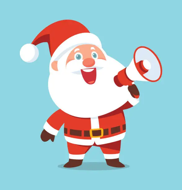 Vector illustration of Santa Claus is using megaphone