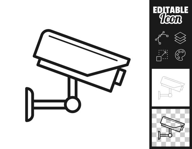 cctv - security camera. icon for design. easily editable - güvenlik kamerası stock illustrations