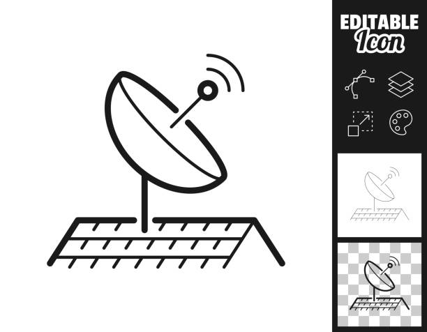 спутниковая антенна на крыше. иконка для дизайна. легко редактируется - satellite dish television aerial television house stock illustrations