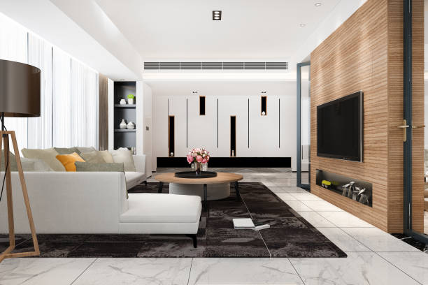 istock 3d rendering modern dining room and living room with luxury decor 1422727071