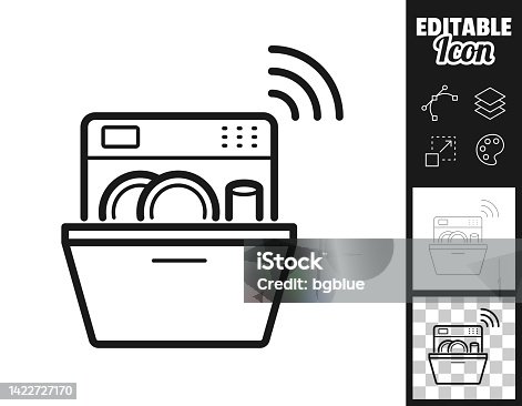 istock Smart dishwasher. Icon for design. Easily editable 1422727170
