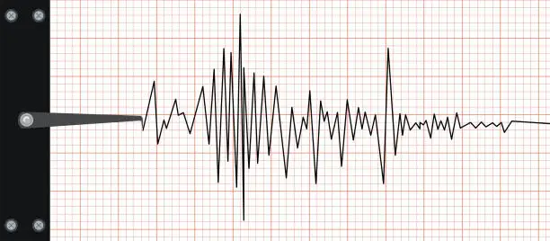 Vector illustration of Earthquake seismic waves seismograph graph paper illustration.