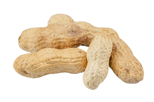 Bunch of peanuts in a shell isolated on white background. File contains clipping path.
