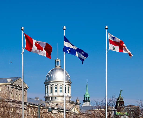 istock Flags of Canada, Quebec and Montreal in Old Port 142273004