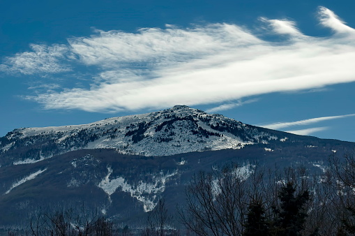 Winter view of Vitosha Mountain on the outskirts of Sofia, Bulgaria