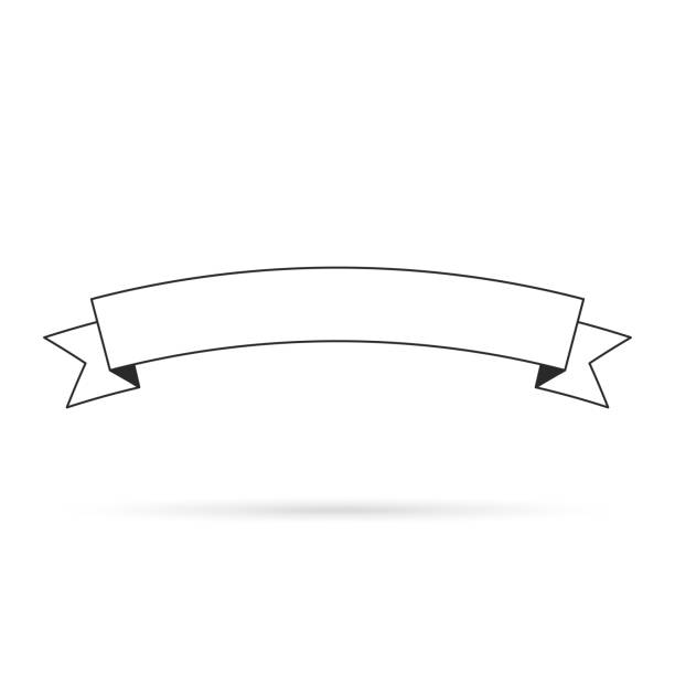 ilustrações de stock, clip art, desenhos animados e ícones de ribbon (outline, line art), isolated on white background - design element - line art scroll shape design element scroll