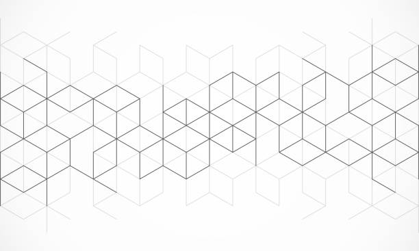 그래픽 디자인 요소와 아이소메트릭 벡터 블록이 있는 추상적인 기하학적 배경 - abstract stock illustrations