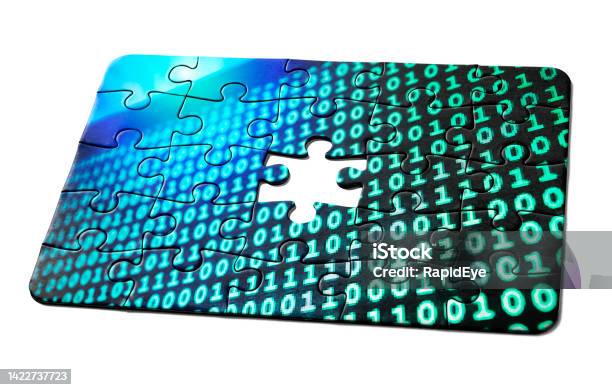 Data Puzzle Jigsaw Of Binary Code On Computer Screen With One Missing ...