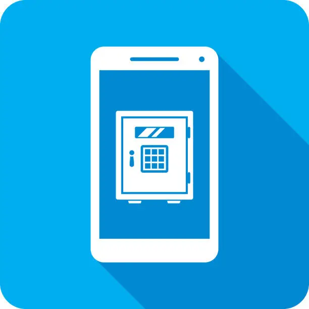 Vector illustration of Safe Smartphone Icon Silhouette