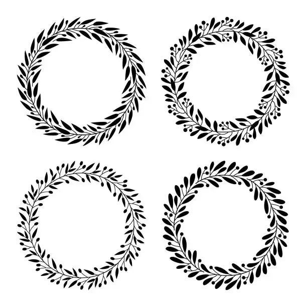 Vector illustration of Floral wreaths