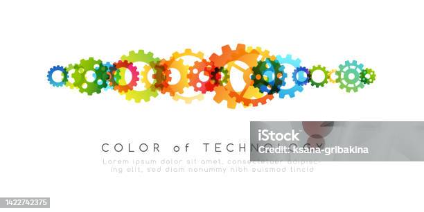 Temwork Border Design Technology Abstract Background From Rainbow Gearwheels Composition ...