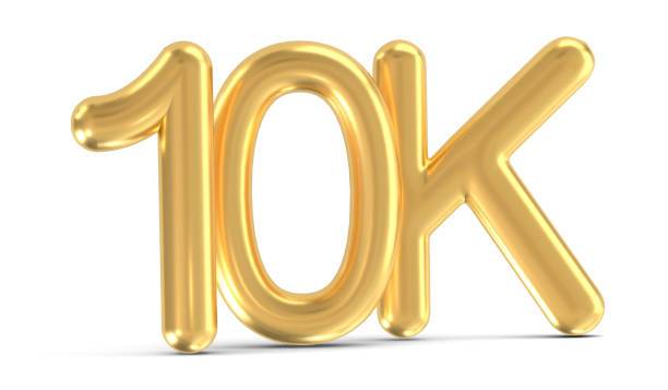 istock 3d golden 10K isolated on white background. 3d illustration. 1422748260