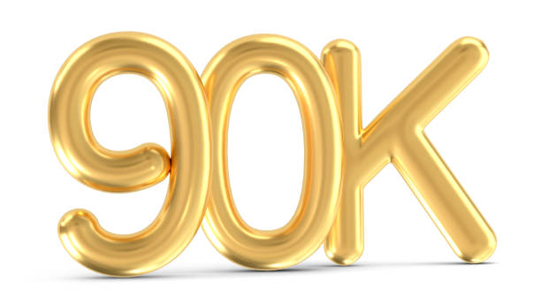 istock 3d golden 90K isolated on white background. 3d illustration. 1422748623