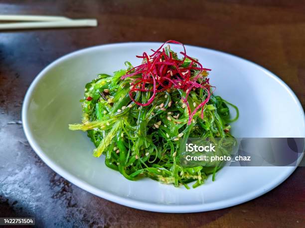 Wakame Salad Stock Photo - Download Image Now - Algae, Plate, Appetizer