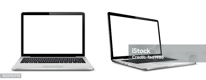 istock Laptop computer with white screen 1422751770