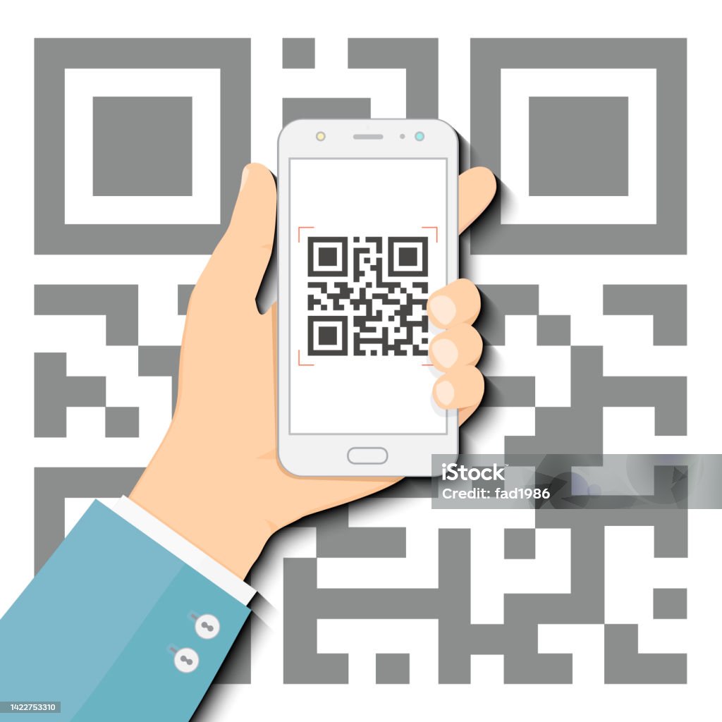 Hand Using Qr Code Hand Using Mobile Smart Phone Scan Qr Code Stock Illustration ...