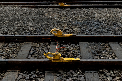 Train Stopper Or Train Bumper Installed On Track For Break Train