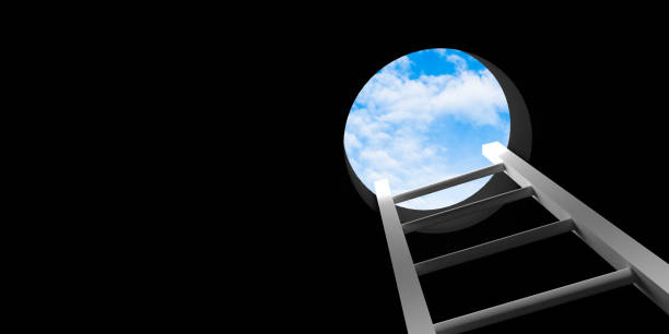 istock Stairs getting out of darkness to sky. 1422760574