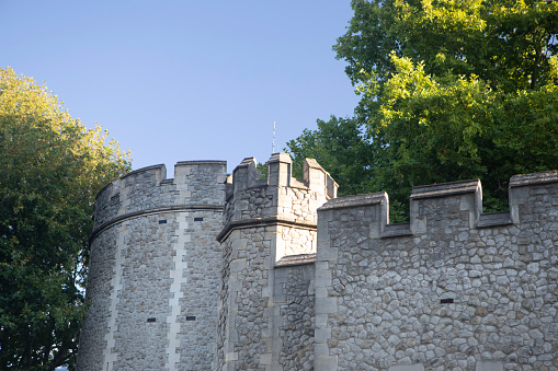 London, UK - Mar 10, 2019: the exterior of the Tower of London late in the day.