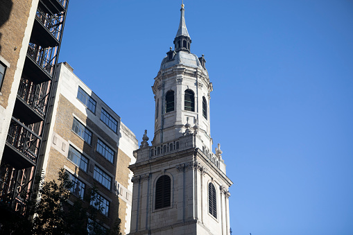 St Botolph without Bishopsgate in City of London, England. This church dates back to the 1200s. It narrowly avoided destruction in the Great Fire of 1666, suffered minor bomb damage during World War 2, and again in the 1993 IRA Bishopsgate bombing.