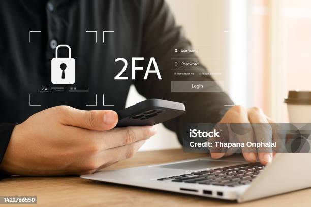 Twofactor Authentication 2fa Via Smartphone Twofactor Authentication Security Account Lock Account Protection Privacy Protection Personal Data Encryption Cyber Online Privacy Stock Photo - Download Image Now