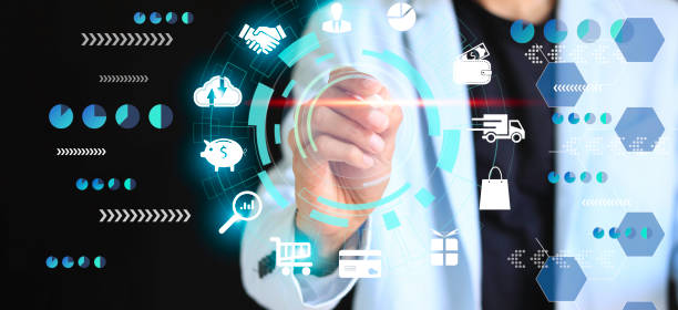 istock Technology in daily life concept Trading service database connection management on the Internet network around the world , online business , online products, marketing mechanisms marketing mechanism. 1422777011