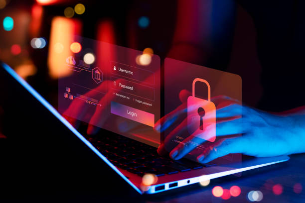 cybersecurity concept, user privacy security and encryption, secure internet access Future technology and cybernetics, screen padlock. stock photo
