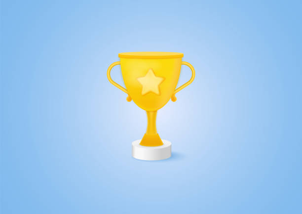 istock Winner cup icon 3d minimal with golden cup, 3d Award ceremony winners  on podium background. Award ceremony concept with cartoon style. 1422779862