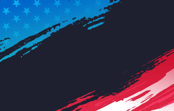 ilustrações de stock, clip art, desenhos animados e ícones de brushed painted american flag abstract dark background - patriotic awareness