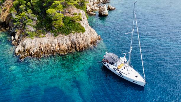 istock Yacht drone shot 1422790485