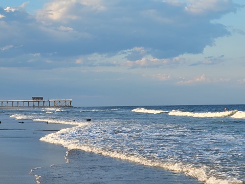 Atlantic Ocean in Belmar. Pier. Sunset.