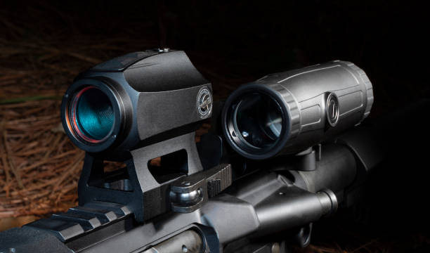 istock Magnifier on the side of a red dot on an AR-15 1422794034