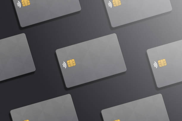 istock Pattern of realistic platinum credit cards in metallic background. 1422795523