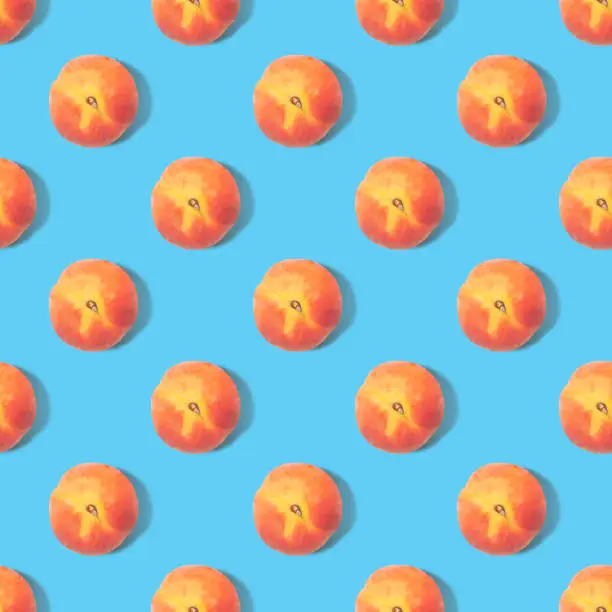 Seamless background with peaches - absolutely seamless pattern with peaches on a blue background
