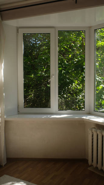 istock View from the window on the green trees. 1422800413