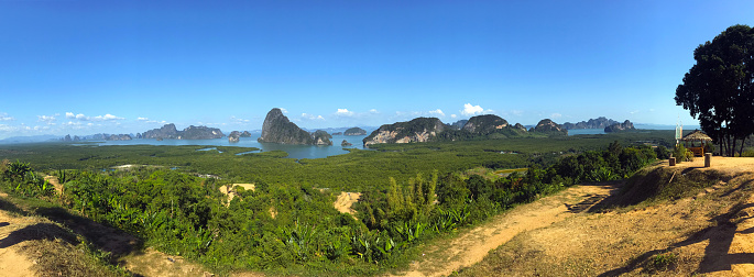 Thailand, Phuket. View of the sea and mountains, panorama.
