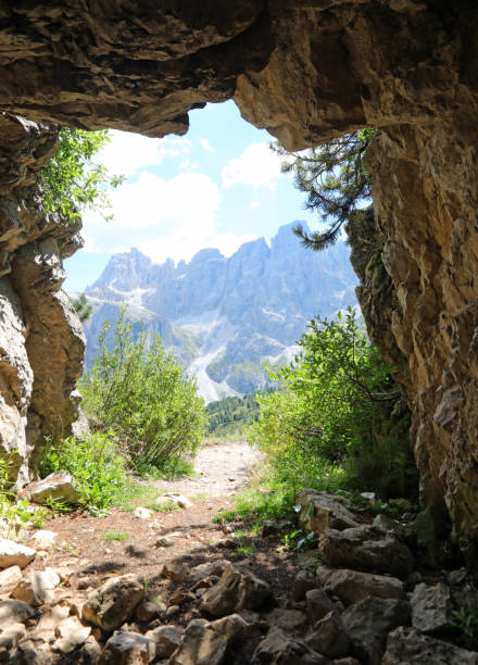istock Dolomites mountains from inside a cave dug by soldiers during the First World War 1422802674