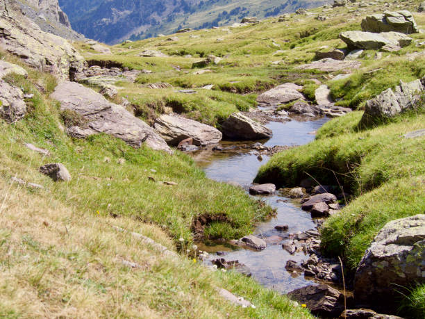 Pyrenees stream.  Ossau Peak stock photo