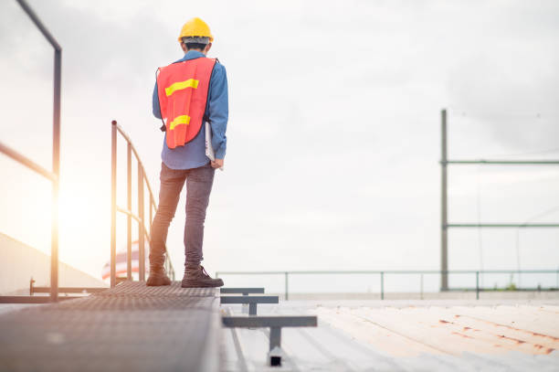 istock Philippines Asian man worker engineer working on rooftop factory plant 1422806518